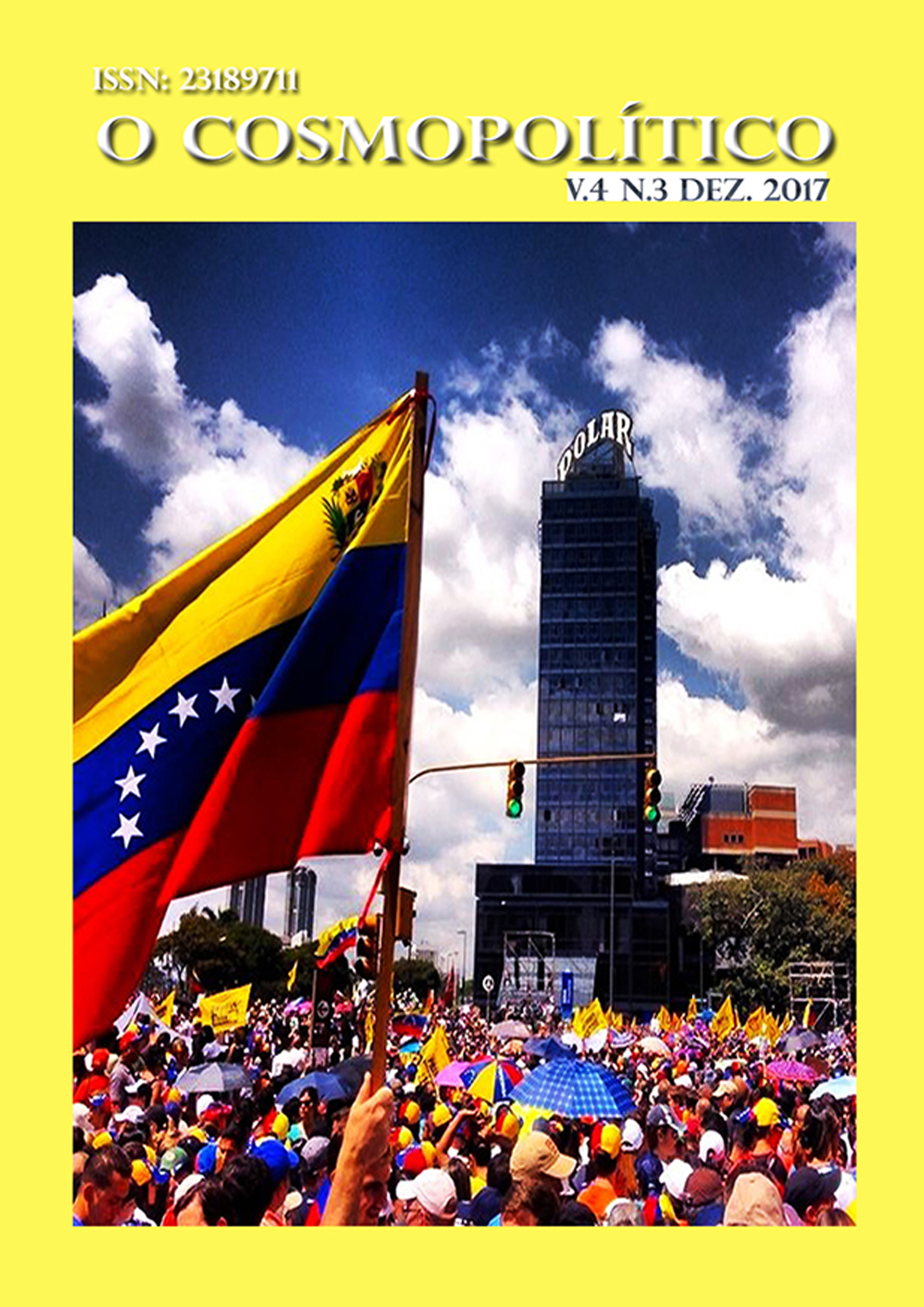 Imagem de capa: Dezenas de venezuelanos protestam segurando bandeiras nacionais.