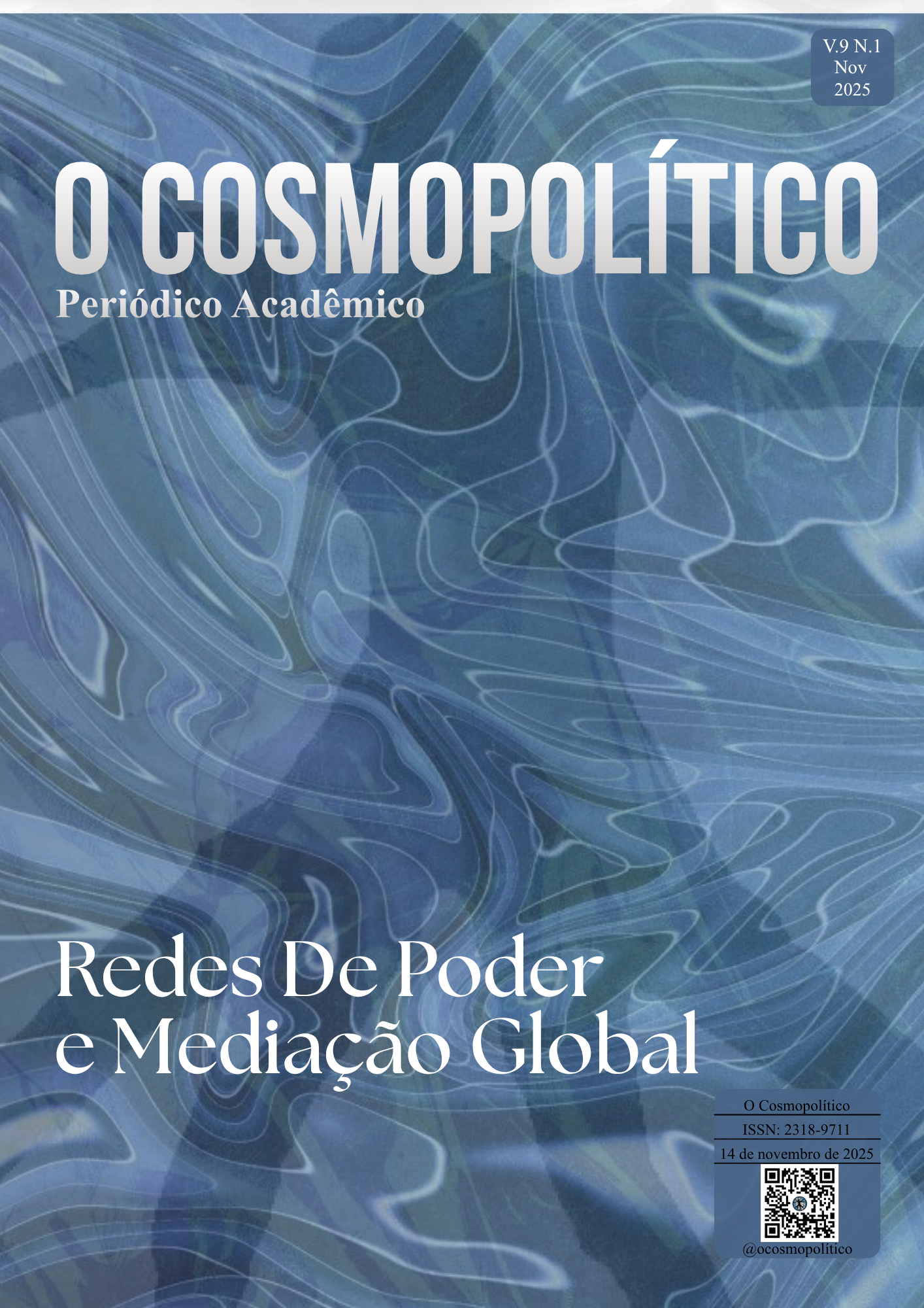 Figura humana em formato "homem vitruviano" mergulhado em um fluido cheio de linhas que representa o Sistema Internacional e as Redes de Poder mencionadas no Volume